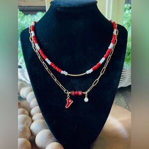 College Game Day Indiana Hoosiers Goldtone Paperclip Beaded Necklace Set